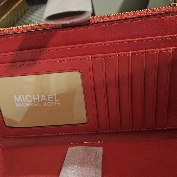 Michael Kors Jet Set Logo Double Zip Wristlet Large Wallet Gift Box - Picture 5 of 11